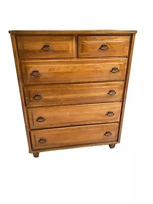 Brandt Ranch Vintage 1970 Oak TallBoy Dresser Chest OF Drawers 3306 • $319.19