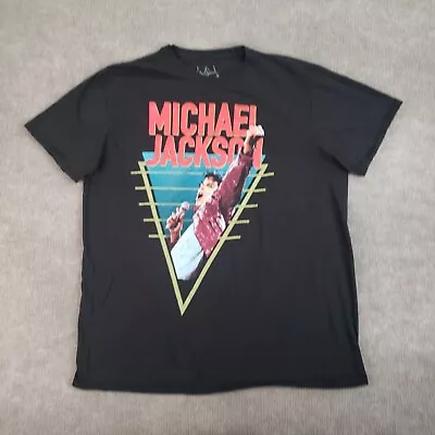 Michael Jackson Shirt Mens Large Black Crew Neck Short Sleeve Red Sequin Jacket • $7.49