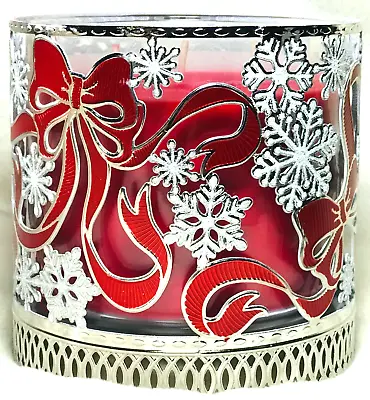 *HOLIDAY* BOWS & SNOWFLAKES ~ 3Wick CANDLE HOLDER ~ Bath & Body Works • $32