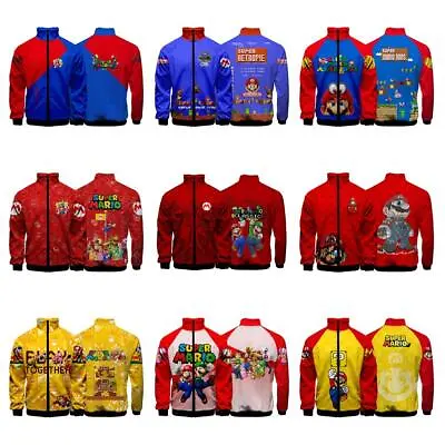 The Super Mario Bros Stand Collar Zipper Jacket 3D Hoodies Sweatshirts Coat • $34.81
