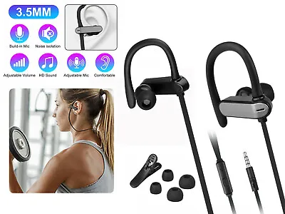 3.5mm Ear Hook Wired Sports Stereo Earphone Over Ear Earbuds Headphones W/Mic • $8.43
