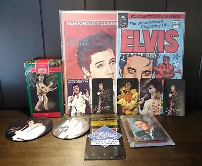Vintage Elvis Presley Lot Concert Button RCA Calendars Comics Patch Ornament • $44.50