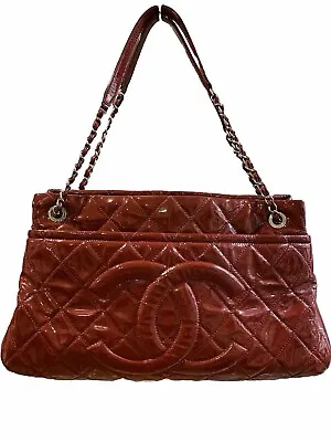 Chanel Red Quilted Patent Leather Bag • $1449