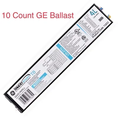 10-Count GE Fluorescent Ballast GE432-MVPS-L Electronic T8 120v To 277v • $108.99