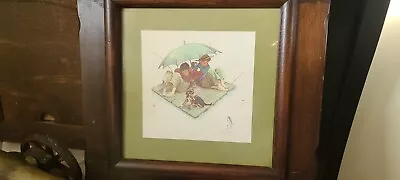 Norman Rockwell Fisherman's Paradise Rustic Wood Framed Art Picture Print • $22