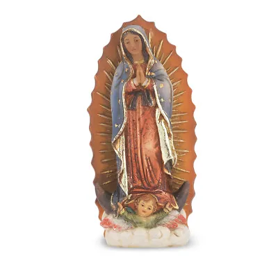 Our Lady Of Guadalupe Statue Hand Painted Gold Leaf Accents 4  Boxed • $19.99