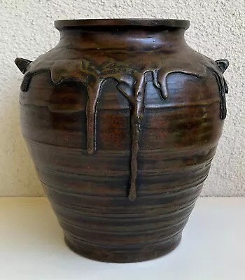 Rare Impressive Japanese Bronze Drip Design Vase / Jar  Signed Meiji Period • $1950