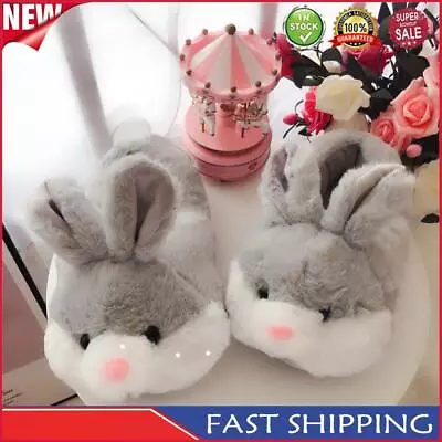 Cute Rabbit Slippers Bunny Closed Toe Slippers Cozy For Men Women (Grey L 41-44) • $28.26