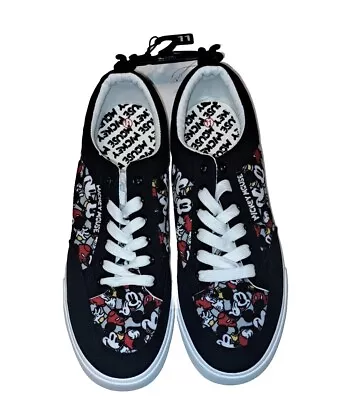 Disney Mickey Mouse Canvas Shoes Mens Size 11 Black White Red Groundup NEW • $25