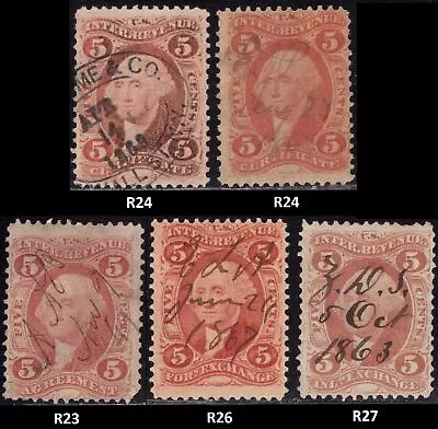 Sc# R23c R24c R26c R27c First Issue Revenue Stamps 1862-1871 Used (23.080) • $6.99