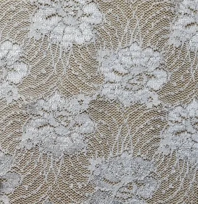 Floral Lace Fabric Cream  Colour 4 Way Stretch 55  Wide Sold By Metre • £4.99