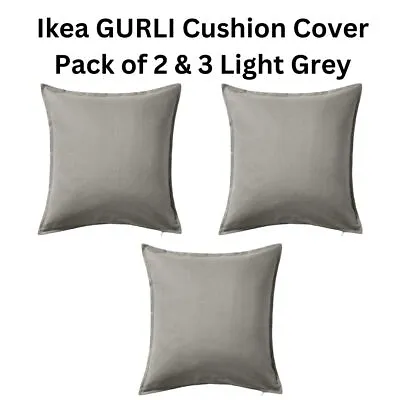 IKEA Cushion Covers GURLI 50x50cm Light Grey Cotton Pack Of 2 & 3 602.811.44 • £9.99