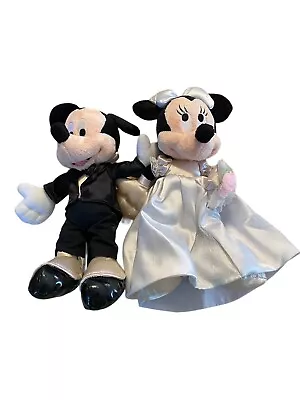 Disney Parks Mickey & Minnie Musical Wedding Set Bride & Groom 11” Plush Tested • $27.99