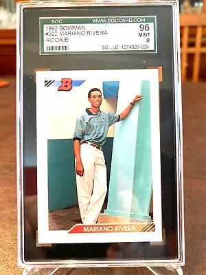 Mariano Rivera 1992 Bowman Rookie Card #302 Graded SGC 96 Mint 9 Hall Of Fame • $99.95