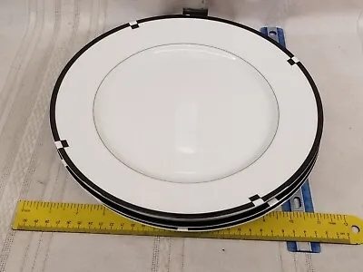 3 Mikasa Fine China Midnight L5542  11” Dinner Plate Black And White Japan • $65.44