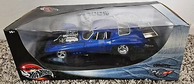 100% Hot Wheels 1966 Chevrolet Corvette Pro Street Blue 1:18 Diecast  • $60