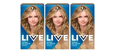 Schwarzkopf Live Permanent Hair Dye Colour Gel Sandy Blond 8.0 Pack Of 3 • £6.99