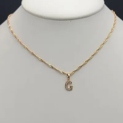 18K Gold Plated Initial Letter Name Pendant Necklace With Chain. Oro Laminado.  • $13