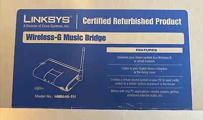 Linksys WMB54G Wireless-G Music Bridge Cisco Wi-Fi Factory Refurbished Mint • $21.98