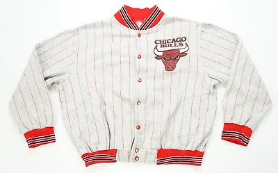 Rare Vintage Chicago Bulls Pinstriped Varsity Jacket 80s 90s Michael Jordan SZ S • $69.99