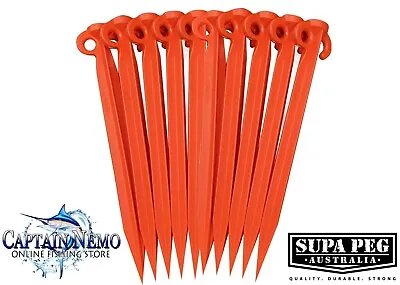 $31.95 • Buy Supa Peg 10 X 300mm Sand Tent Pegs Heavy Duty Poly Polypropylene Orange Plo163