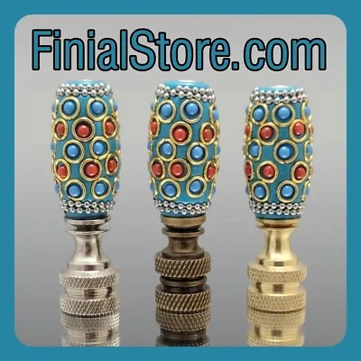 Indonesian Style Resin/Metal Lamp Finials Nickel Polished Antique Brass Bases • $20