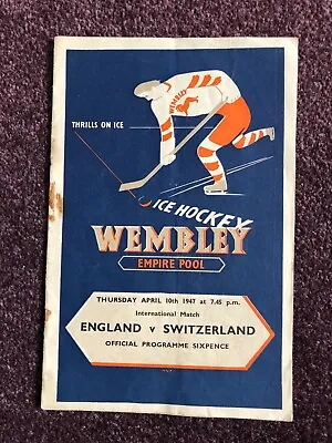 Ice Hockey Programme Wembley England V Switzerland 10th April 1947 • £4.95