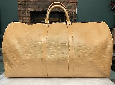 Louis Vuitton LV Epi Leather Keepall 55 Brown Beige Boston Travel Bag VERY GOOD • $850