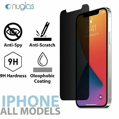 $7.95 • Buy Screen Protector Nuglas Privacy Anti-Spy Glass For IPhone 14 12 11 Pro Max XS XR
