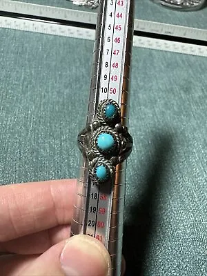 Vintage Sterling Silver Southwestern Style Turquoise Ring Size 6.75 • $44.99