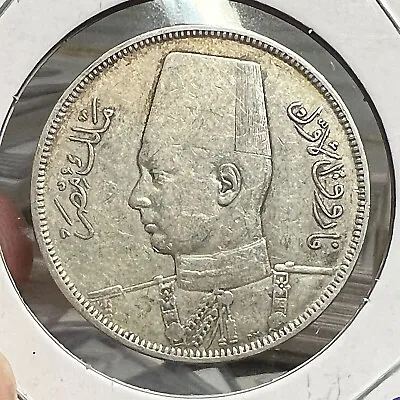 $29.50 • Buy 1937 Egypt Silver 10 Piastres Large Coin