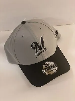 New Era 39THIRTY Milwaukee Brewers  MLB Grey Black Flex Hat Large/XL • $24.99
