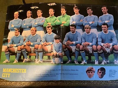 Manchester City Magazine Team Poster Signed By Francis Lee Circa 1972 • £1.25