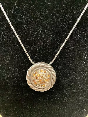 Brighton Gold Magic Amber Crystal/ Hammered Gold  Pendant Necklace Reverse • $34