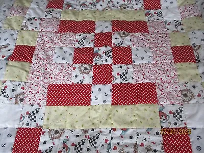 Hand Made Childs Patchwork Quilt40  X 40 Alice In Wonderland Items/mixed Colours • £30