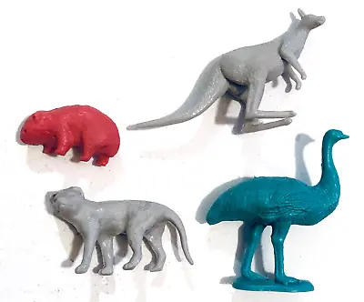 1968 Aussie Cereal Toys - Australian Wildlife - Grey Roo Wombat Thylacine Emu • $26