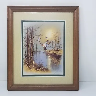 Flying Mallard Ducks Over River Andres Orpinas Framed Matted Art Print • $19.95