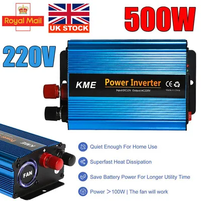 UK Power Inverter 500w Adapter Converter Dc 12v - Ac 230v 240v Car Chargers Trip • £16.98
