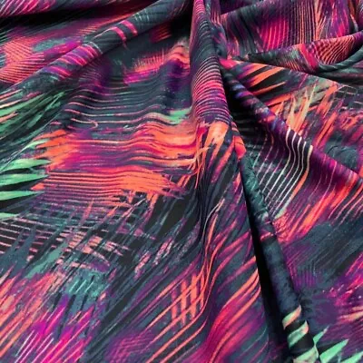 4 Way Stretch Fabric Purple Floral Print Spandex By Yard For Swimwear Activewear • $12.99