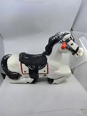 Vintage 80s White Plastic Blow Mold Spring Ride-On Rocking Horse Swing • $63.75