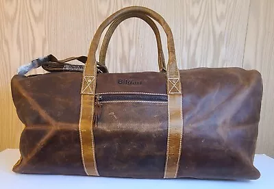 Vintage Western Cowboy Distressed Large Buffalo Leather Duffle Gym Travel Bag • $99