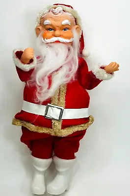 SANTA CLAUS  Ornamental Christmas Doll  14 By 6 Inches Cloth And Plastic Vintage • $28