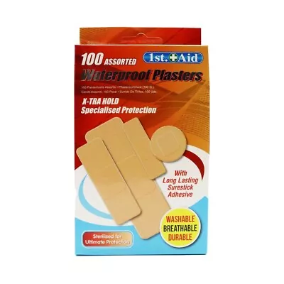 100 Assorted Waterproof Plasters Longlasting Surestick Soft And Flexible • £3.49