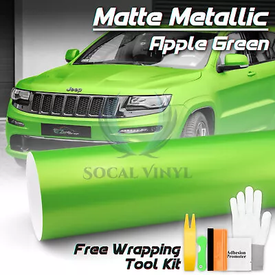 Premium Matte Metallic Satin Pearl Apple Green Vinyl Car Wrap Sticker Decal • $30