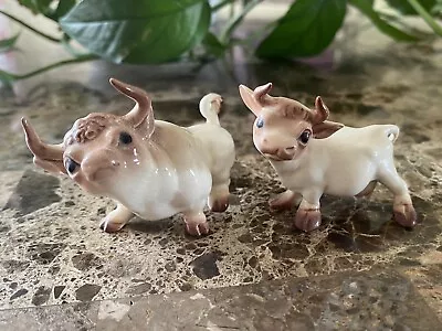 2 Hagen Renaker Miniature Cartoony BULL & COW Figurines • $27.99