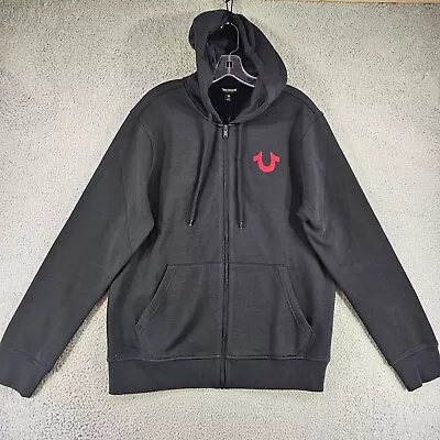 True Religion Jacket Mens Large Full Zip Hooded Black Hoodie NEW • $60