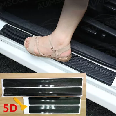 Car Accessories Door Sill Scuff Plate Protector Guard Carbon Fiber Stickers 4pcs • $23.98