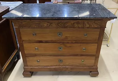 Antique French Provincial Louis Philippe Carved Oak Marble Top Commode 19th C. • $1500