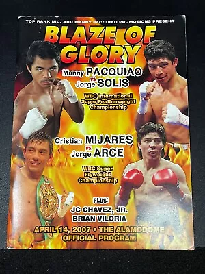 Manny Pacquiao Vs Jorge Solis April 14 2007 Blaze Glory Official Fight Program • $1.04