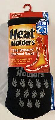 Heat Holder Slipper 2.3 TOG Unisex Men’s 7-12 Thermal Sock-Black With Grey Grips • $14.99